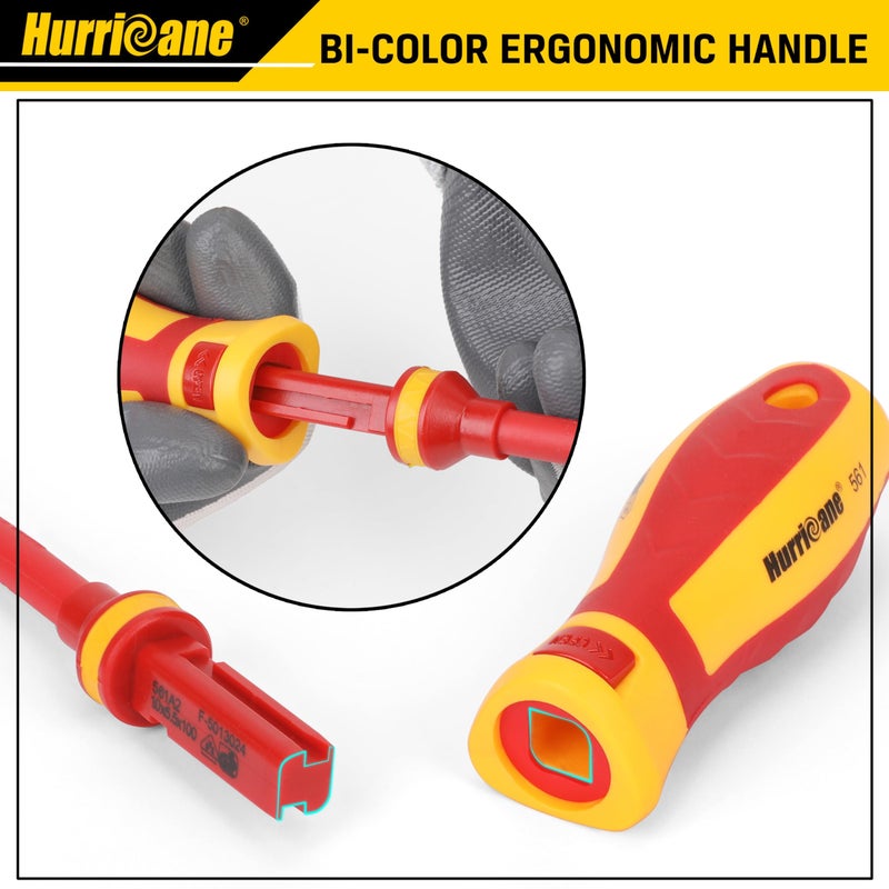 HURRICANE 1000V Insulated Electrician Screwdriver Set  All-in-One Premium Professional 13-Pieces CR-V Magnetic Phillips Slotted Pozidriv Torx Screwdriver - Image 5